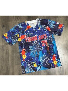 New Hampshire Fisher Cats Promotional Jersey Tropical Print Size Men's Large